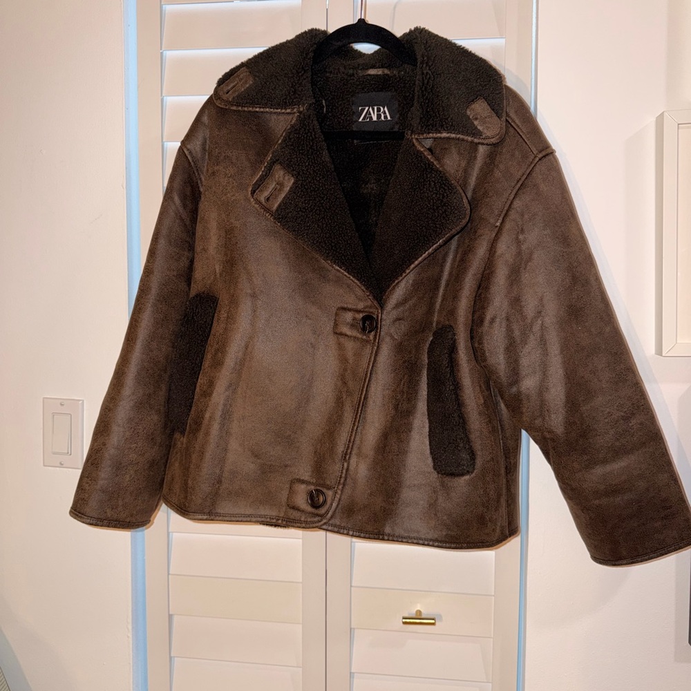 Zara Chocolate Teddy Jacket